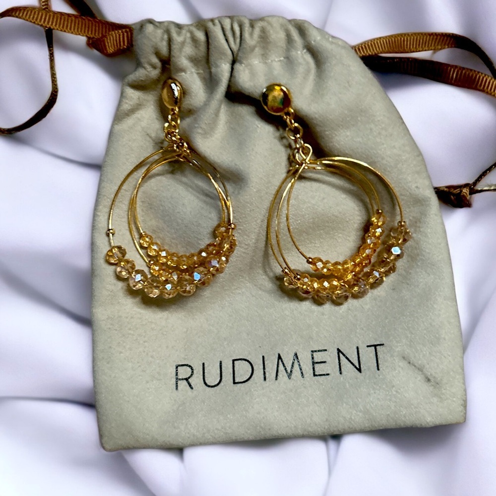 RUDIMENT PIERCED EARRINGS! GOLD WITH BEADS!